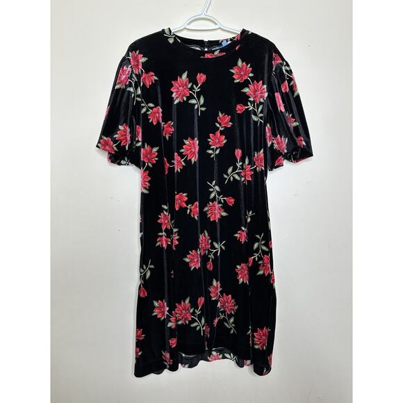 Draper James Women's XXL Black & Red Multicolor Shift Floral Velvet Dress Puff - Picture 1 of 11